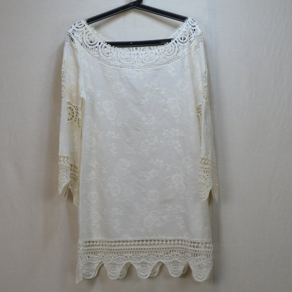 Boho 100% COTTON  LACE TUNIC embroidered